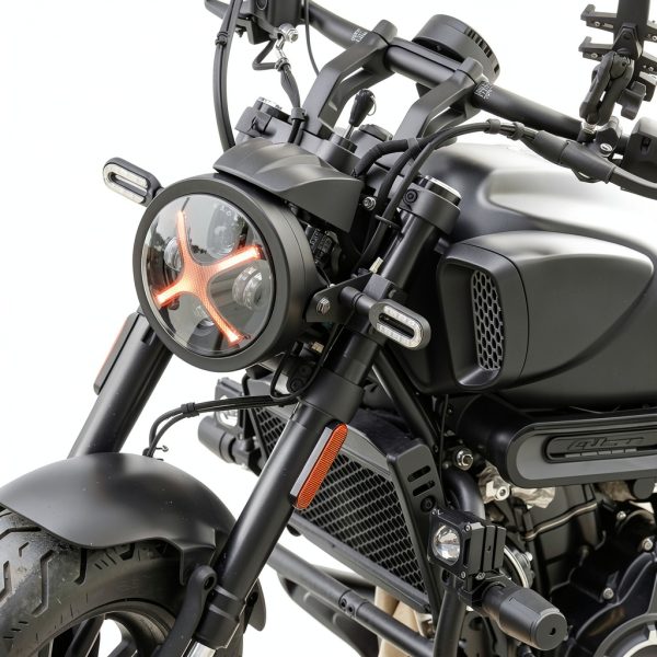 Motorcycle Headlight Housing Riasdy Steel Black-3