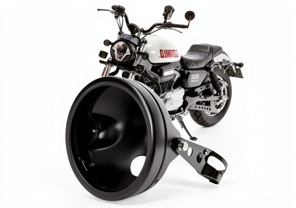 Motorcycle Headlight Housing Riasdy Steel Black-0