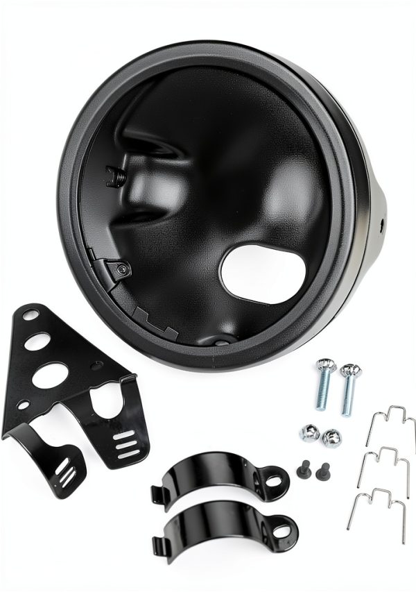 Motorcycle Headlight Housing Riasdy Steel Black-1