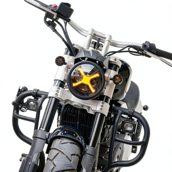 Motorcycle Headlight Housing Riasdy Steel Black-6