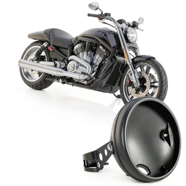 Motorcycle Headlight Housing PSLER Metal Black-1