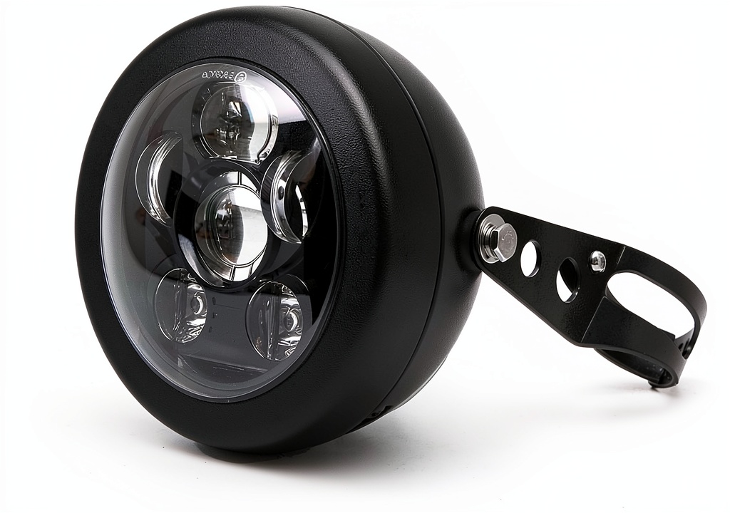 VOSICKY motorcycle headlight installed on a bike at night