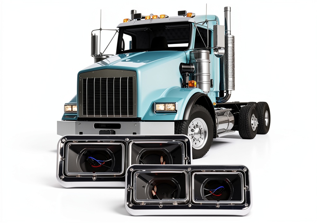 Sterlix headlight housing installed on a Kenworth truck front view