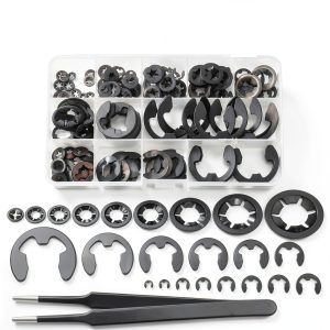 Glarks 261pcs 65Mn-Steel Tooth Lock Washers and E-Clip Kit-0