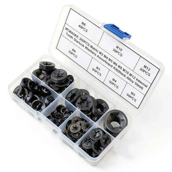 MCMASKE Metric Starlock Washers Kit 300pcs M3 to M12 with Push Rings-2
