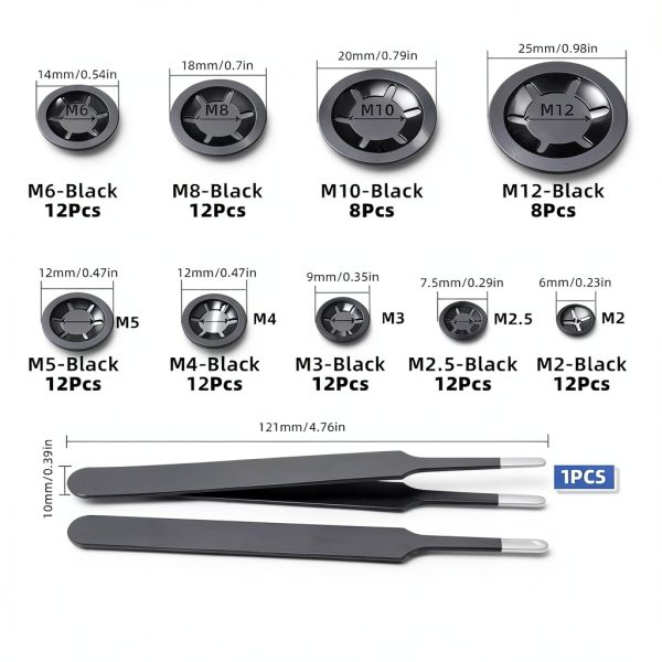 Glarks 261pcs 65Mn-Steel Tooth Lock Washers and E-Clip Kit-2
