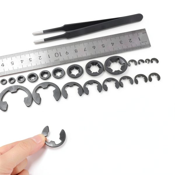 Glarks 261pcs 65Mn-Steel Tooth Lock Washers and E-Clip Kit-5