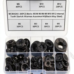 MCMASKE Metric Starlock Washers Kit 300pcs M3 to M12 with Push Rings-0