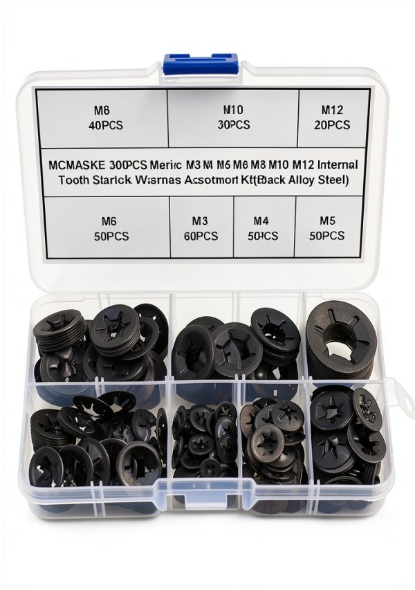 MCMASKE Metric Starlock Washers Kit 300pcs M3 to M12 with Push Rings-0