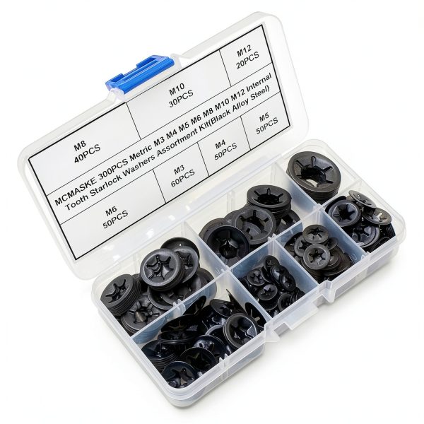 MCMASKE Metric Starlock Washers Kit 300pcs M3 to M12 with Push Rings-4